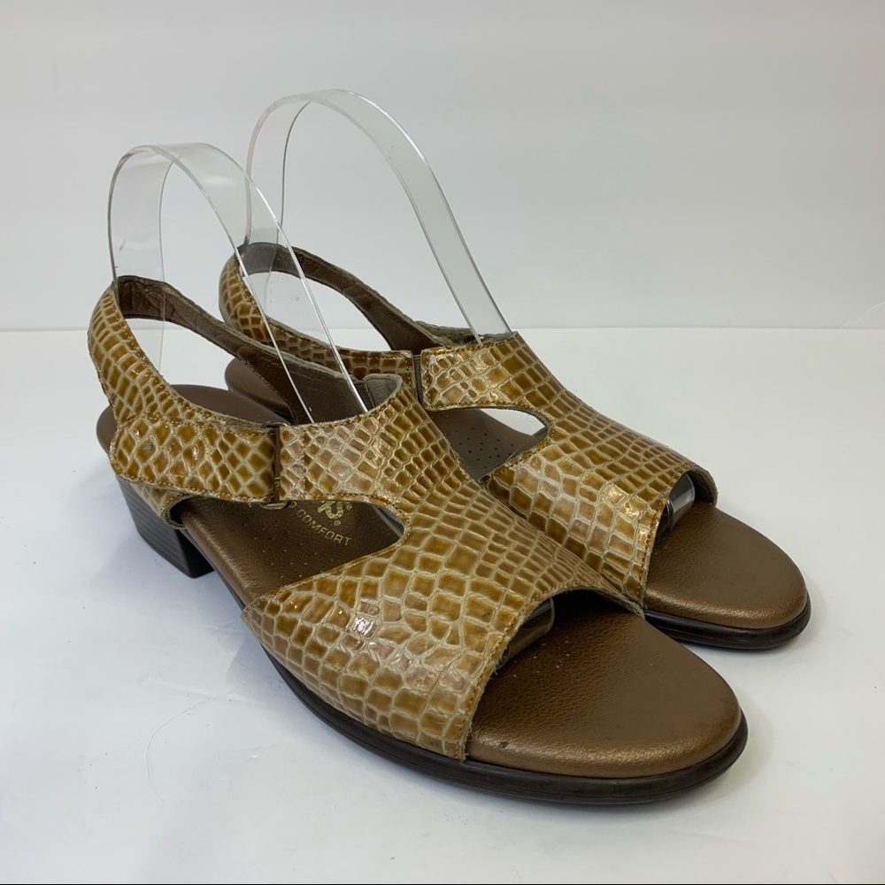 SAS Suntimer Gold Patent Reptile‎ Slingback Sandals